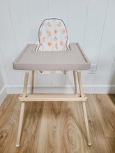 Load image into Gallery viewer, Ikea highchair diy hack with accessories.  Cushion cover, placemat, footrest and leg wraps. rainbow boho pattern
