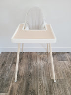 Ikea high chair Antilop Makeover with placemat and legwraps cushion